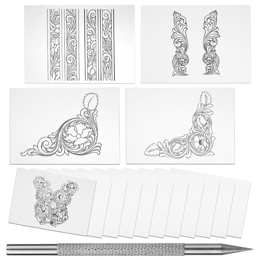 Leathercraft Scribing Pen Leather Carving Pattern Description Paper For Belt Bag Wallet Making Leather Craft Stamping