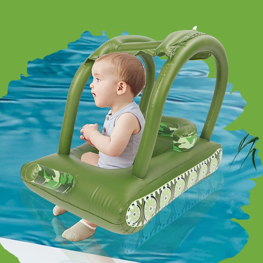 Inflatable Tank Pool Float for 1 To 3 Years Old Toddler PVC Swim Float Pool Tank Toy with Water Squirter for Summer Lake Beach Party