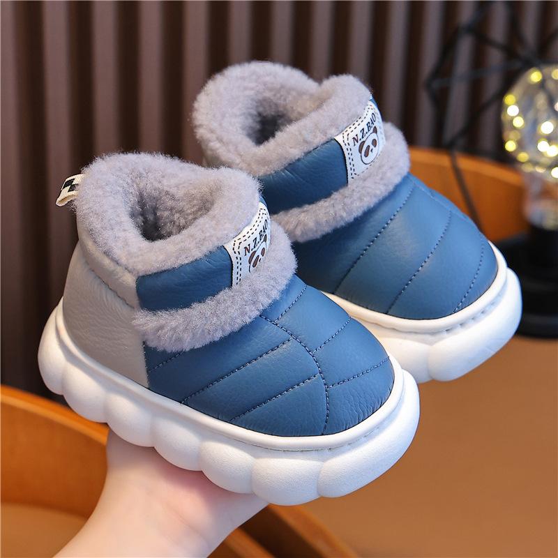 

Детские зимние тапочки из хлопка, бархатные, водонепроницаемые, на толстой подошве, зимние сапоги для мальчиков и девочек, детская, домашняя, хлопковая обувь 34/35 темно-синий