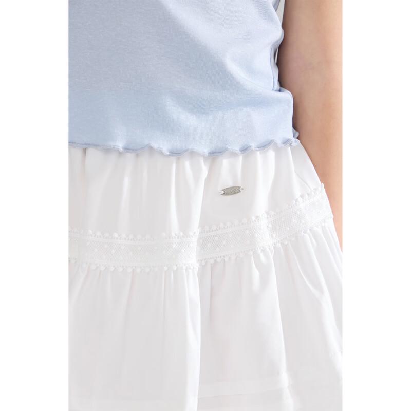 Mucmukn Sweet Cake Tencel Lyocell Cotton Tiered Skirt for Girls