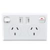 Tomada de Parede USB Dupla Padrão Australiano com Interruptor de 2 Teclas, Adaptador de Tomada Au Carregamento de Telemóvel Tomada de 10A 118mm*72mm