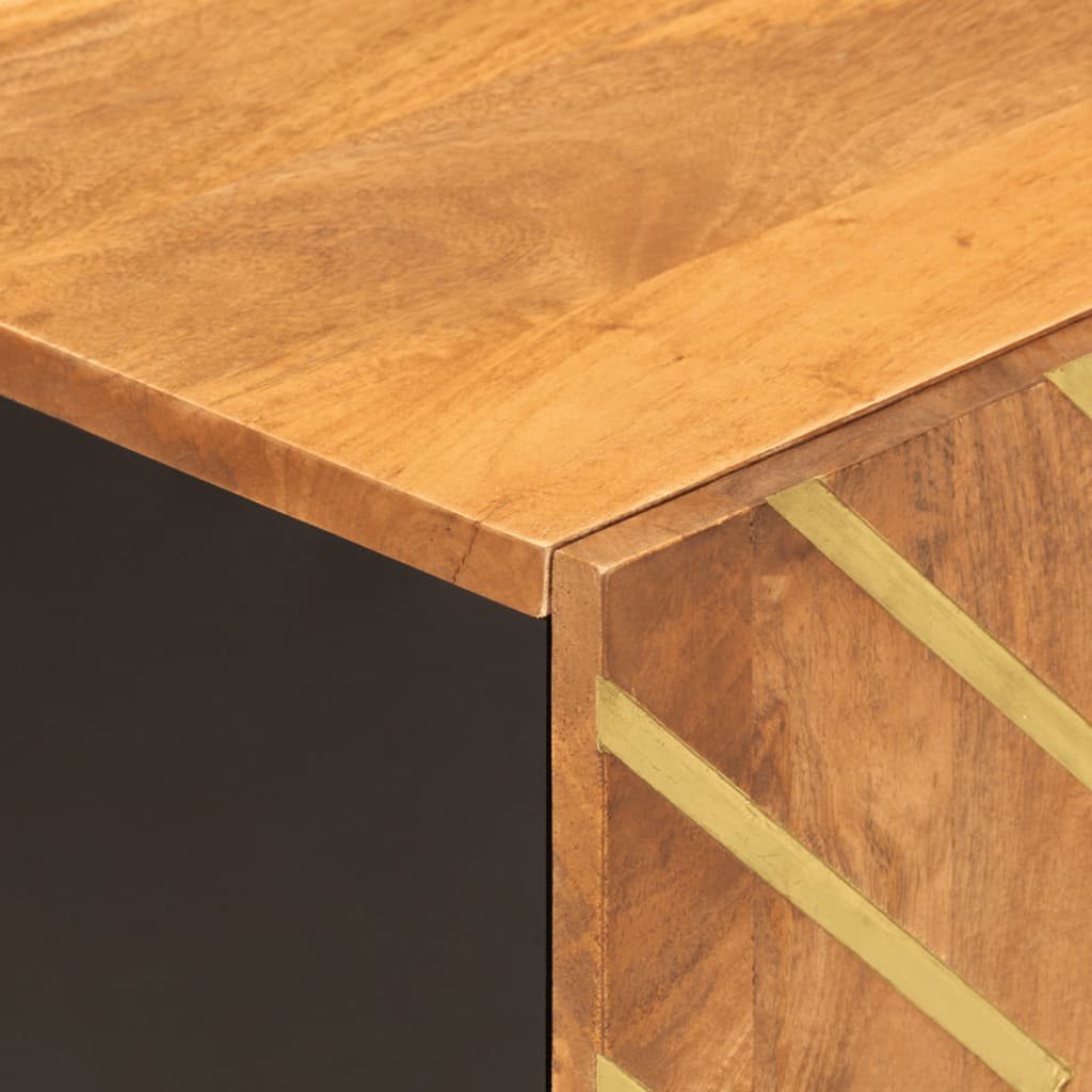 TV Cabinet Brown and Black 80 X 31.5 X 46 Cm Solid Mango Wood