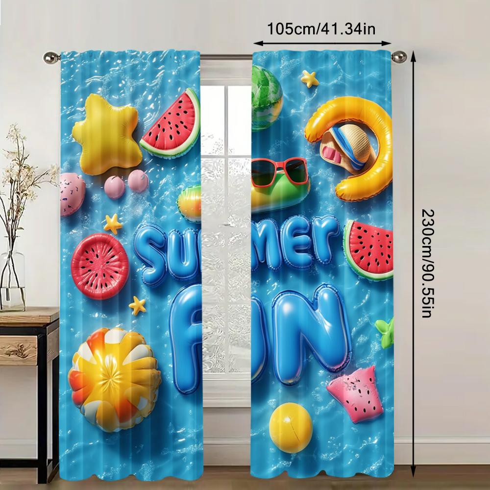 2pc, Curtains Summer Party Machine Washable Polyester,Without Electricity Party Decorations for Hotel decoration