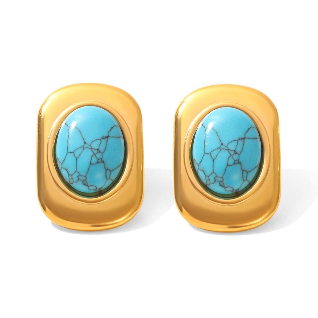 Retro Edelstahl 18k Gold Ohrringe: Nicht verblassende Titan-Ohrstecker, INS-Stil Leichter Luxusschmuck für Frauen