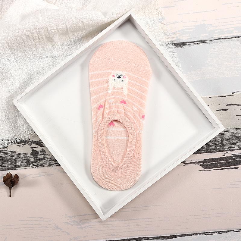 5 Paare/los Frauen Socken Candy Farbe Kleine Tier Cartoon-Muster Boot Socken Casual Mädchen Lustige Meias