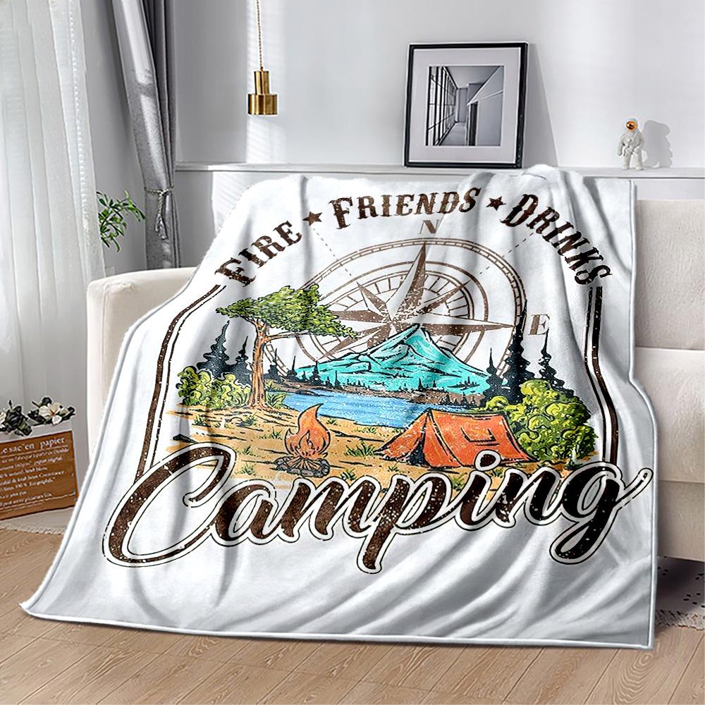 Happy Campers Adventure Blankets Are Suitable for Living Rooms,making Them an Ideal Choice for Outdoor Travel and Gifts.