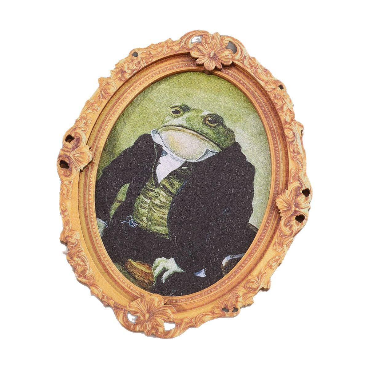 Oval vintage wooden photo frame refrigerator magnet, suit frog refrigerator decoration sticker, refrigerator magnet souvenir gif