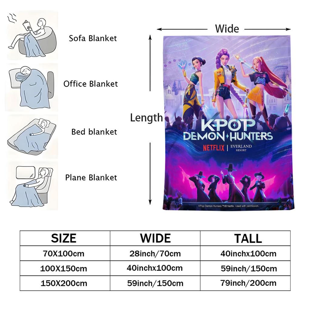 K-Pop Huntrix&Saja Boys Stage-style Blanket Hot Anime Soft Warm Flannel Throw Fan Gift for Living Room Sofa Bed Cover Camping