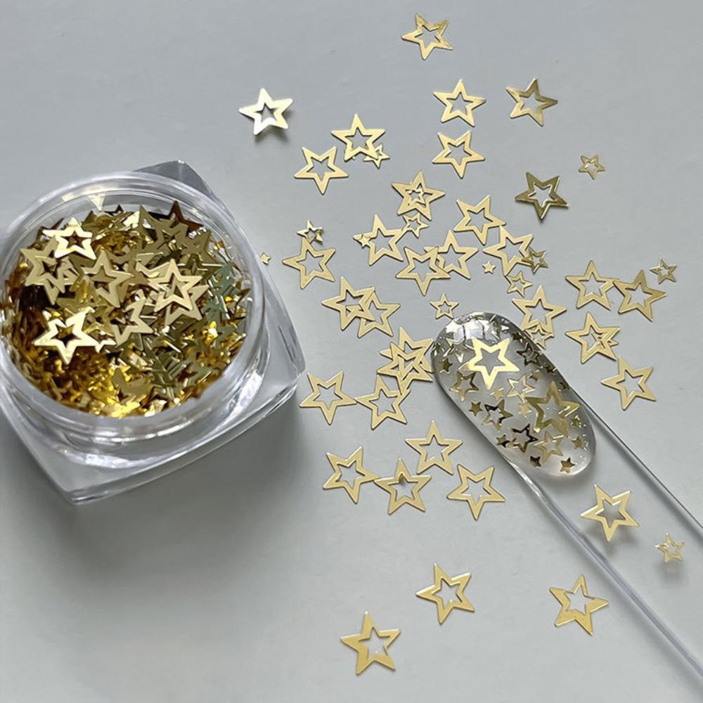 Hollow Out Five-pointed Star Glitter Nail Charms Colorful Minimalist Sequins Nail Decorations DIY Glitter Nail Accessories