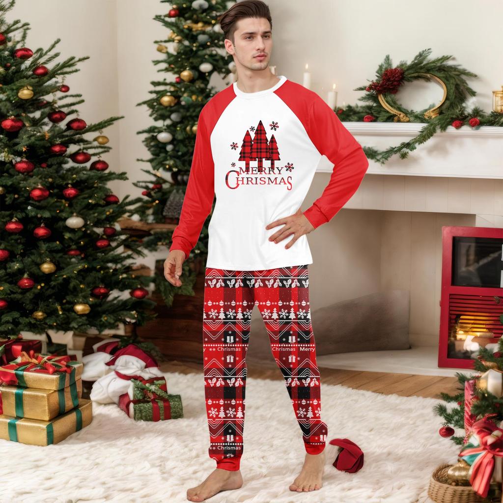 Print Cute Family Set Pajamas, Home Clothes, Family Set Long Sleeve Top Pants Set