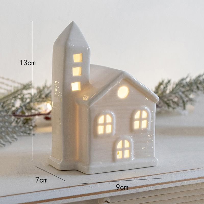 Christmas Led House Decoration Micro-Landscape Santa Claus Craft Ornament Luminous Christmas Navidad Desktop Decor