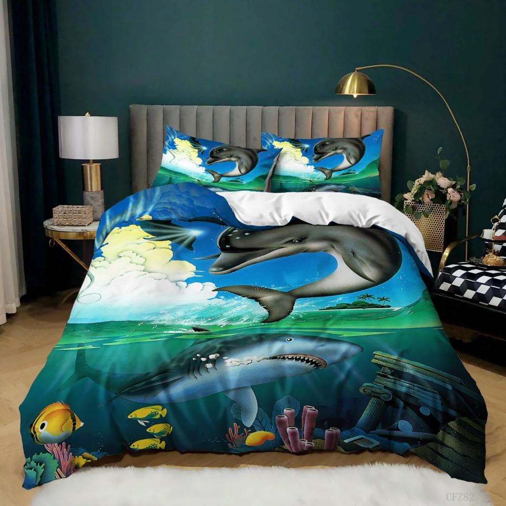 Ocean Style Bedding Set Animal Duvet Cover Pillowcase Children's and Teenagers' Bedding Single and Double Size Gifts