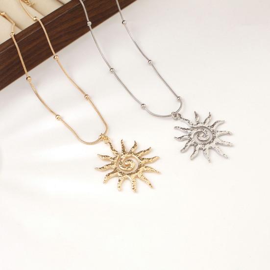 Spiral Sun Pendant Necklace Titanium Steel Vintage Necklace Bohemian Sun Charm Necklace Prom Birthday Jewelry for Her