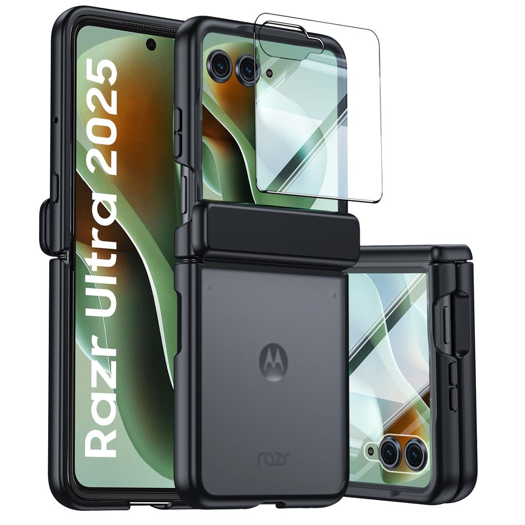 For Motorola Razr 60 Ultra Case,Hinge Protection,Built-in Screen Protector,Wireless Charging,Shockproof,Slim Rugged Protective Phone Case-Blue