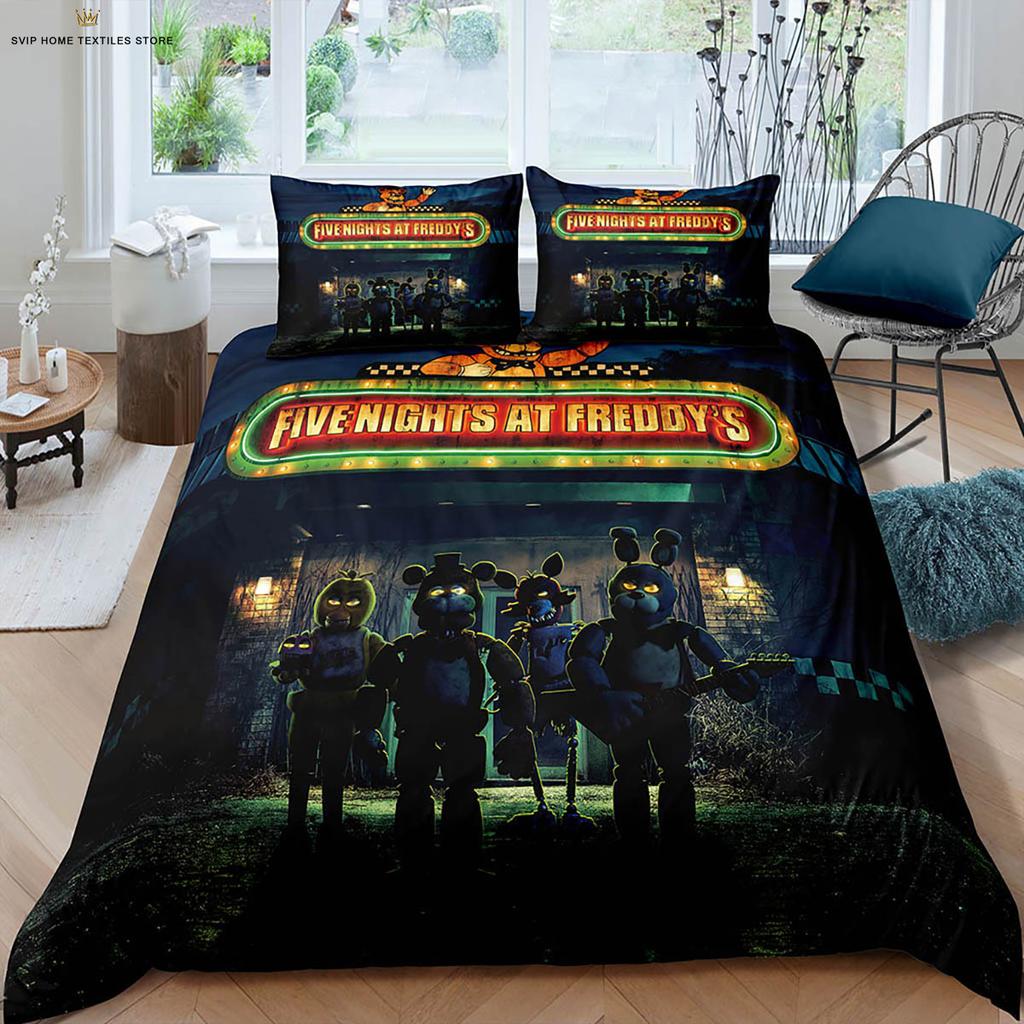 Dark Game Cartoon Print Quilt Cover Dormitory Children's Room Bedding Set Quilt Cover Pillowcase 100% Polyester 3 Pieces