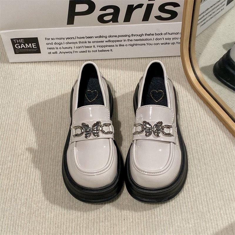 Commuter Women's New Summer One-pedal Single Shoes, Black Versatile Muffin Small Leather Shoes