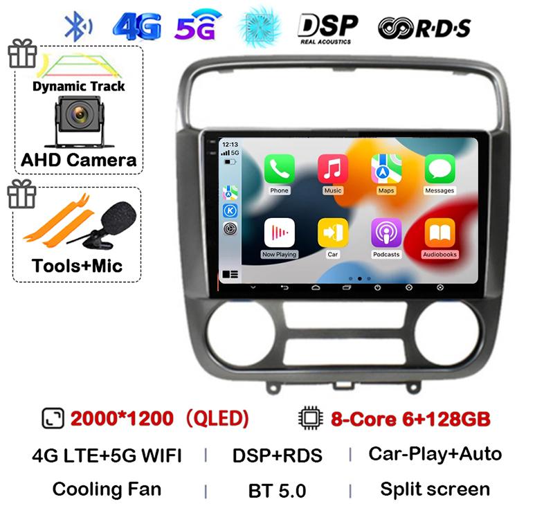 Android 14 Carplay Auto for Honda Stream 2001-2004 MT/AT 2din Car Radio Stereo Multimedia Video Player Audio Navigation GPS WIFI