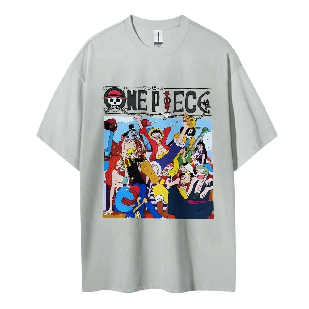 ONE PIECE Cotton Unisex Crewneck Anime TShirt Comfortable Shortsleeved Sports and Casual Mens and Womens Top Popular Tshirt
