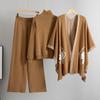Set da 3 Pezzi Completi Pantaloni Donna Maglione Dolcevita a Maglia Pantaloni Dritti a Maglia Sciarpa a Maglia Set Tre Pezzi Autunno Inverno Casual Maglia Pantaloni a Gamba Larga Set Tre Pezzi