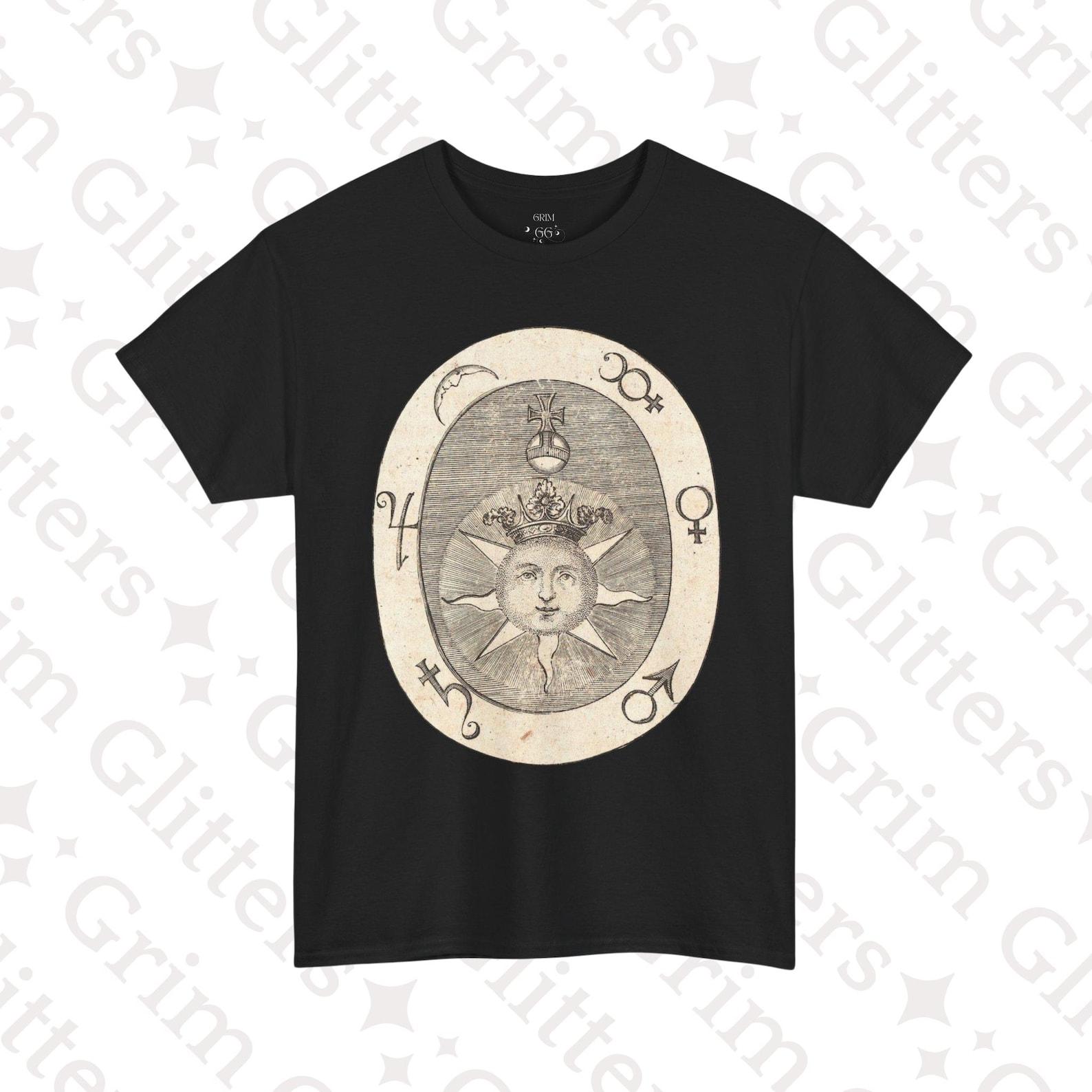 Crowned Sun T-Shirt: Alchemical Sol & Seven Planets, Hermetic Occult Tee L