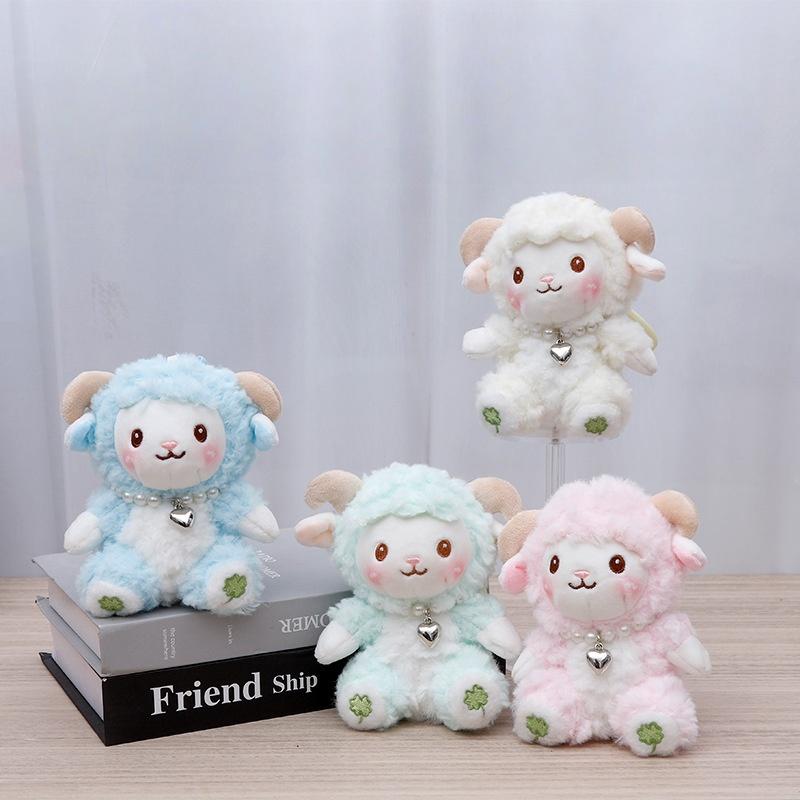 Little Sheep Stuffed Plush Keychain Soft PP Cotton Animal Doll Key Ring Cute Bag Pendant for Children Festival Gift