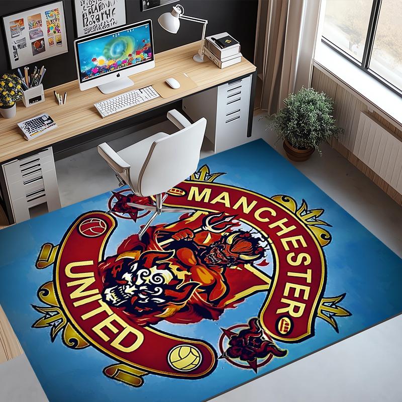 Manchester Football Pattern Rug, Indoor/Outdoor Mat, for Picnic, Gameroom, Bedroom, Office, Living Room, Home Decor Carpet, Birthday Gift