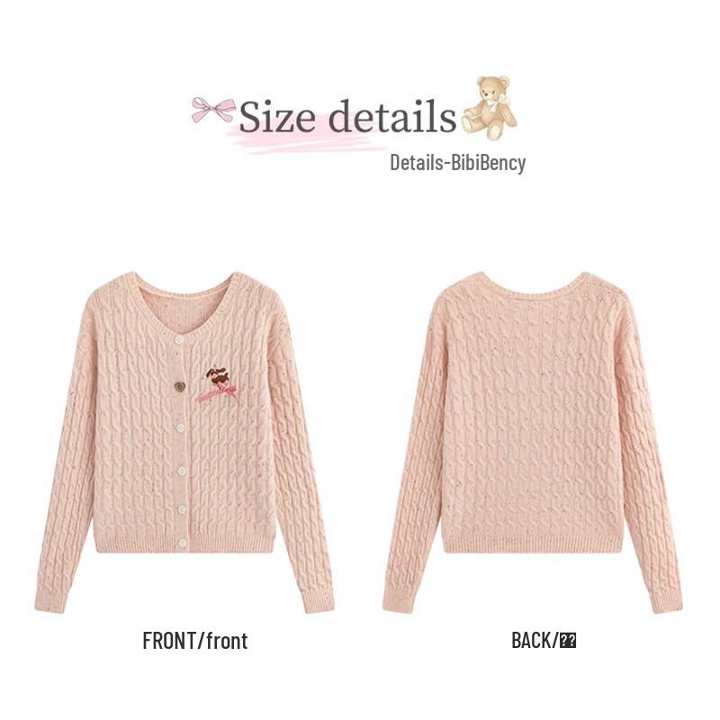 Langsha Women's Sweet Pink Bow-Knit Cardigan