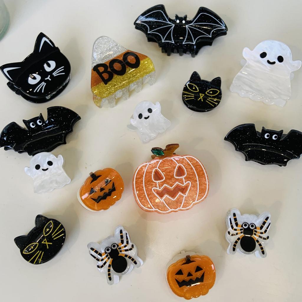 Hair Claw Clips Halloween Theme Hair Jaw Clamps Spooky Pumpkin Hair Catch Barrettes Strong Hold Hairpin for Girls