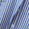 ZANZEA Women Casual Turn Down Collar Loose 3/4 Sleeve Stripe Blouse