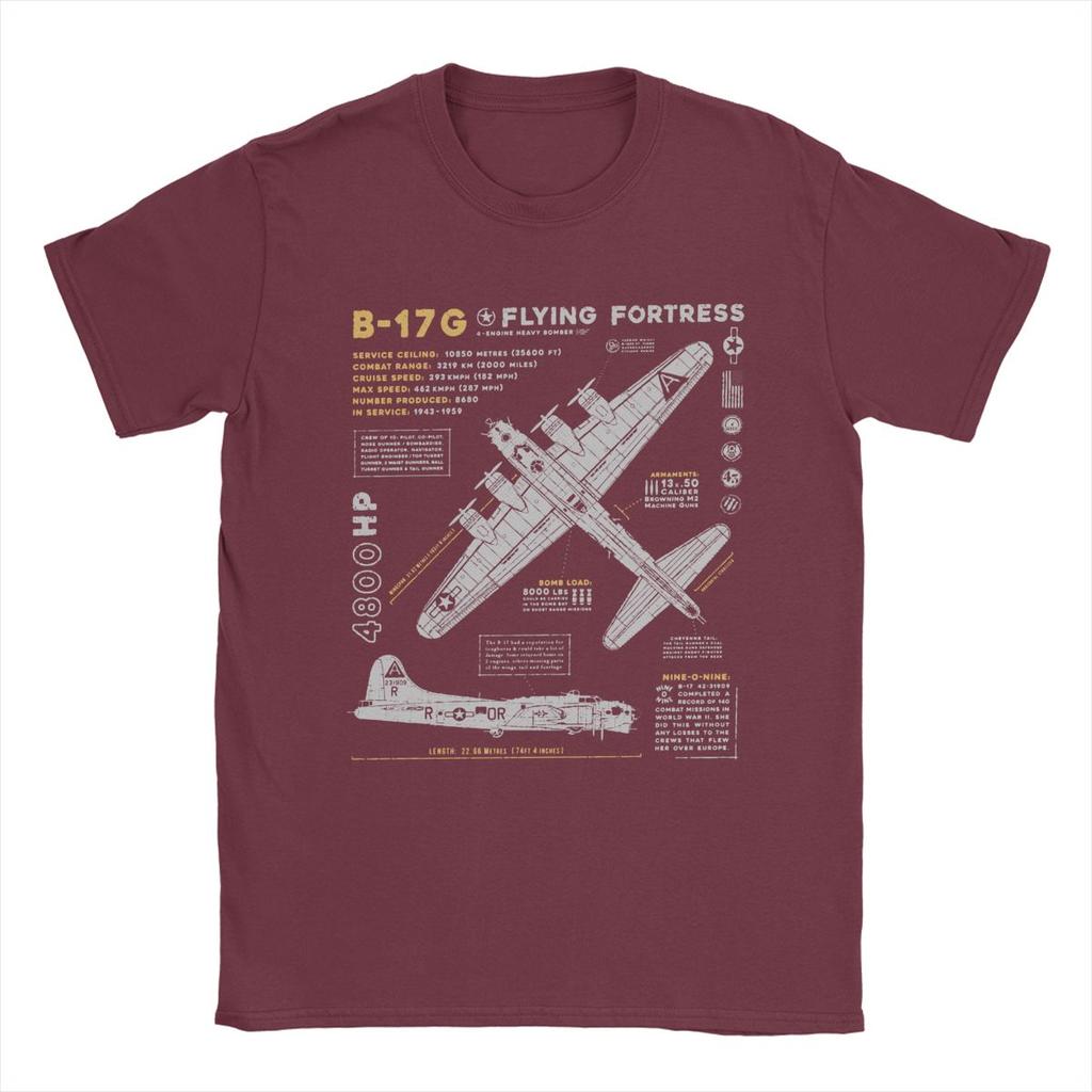 Herren T-Shirts B-17 Flying Fortress Humor Baumwoll-Tees Jagdflugzeug WW2 Kriegspilot Flugzeug Flugzeug T-Shirt Tops 4XL 5XL 6XL