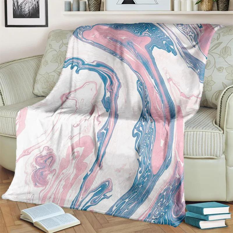 3D Lüks Renk Mavi Yeşil Altın Mermer Desen Battaniye, Ev Yatak Odası Yatak Kanepe Seyahat Kapak Battaniye Çocuk için Yumuşak Atmak Battaniye