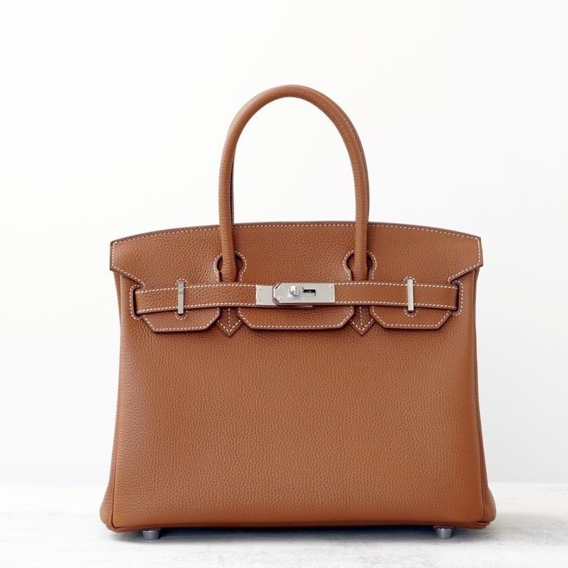 Medieval Retro Bag Leather Togo Lychee Pattern 25cm/30cm European and American Style Hand Bag