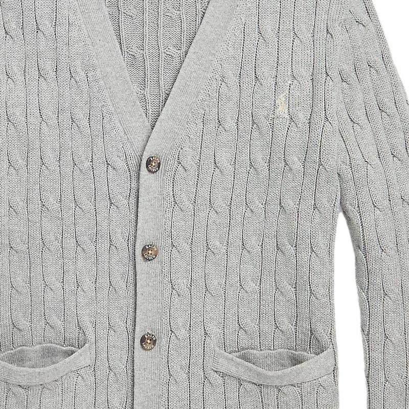 Polo Ralph Lauren Knitted Cardigan Ss23 Solid Color V-Neck Single-Breasted Long Sleeve Women cardigans Gray 323882842-001
