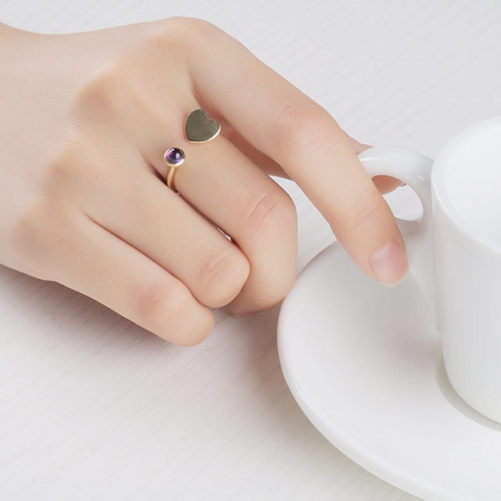 Gold Platinum Rose Gold Plated Heart 925 Sterling Silver Love Adjustable Ring for Women Jewelry