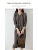 Women's Thickened Wool Polo Neck Long Dress - Autumn/Winter Loose Knit Base Layer 