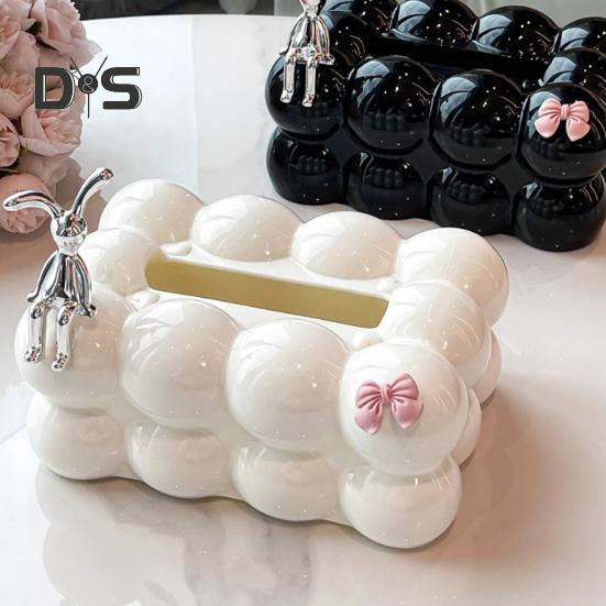 Tissue Box Storage Holder Large Capacity Spring Design Easy To Use Luxury Home Tissue Paper Organizer Desktop Decor