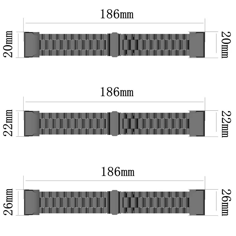 22mm 26mm Quick Fit Metal Strap For Garmin Fenix 8 47mm/Fenix E/Fenix 6 Pro/6/7/7 Pro/5 Plus Smart Watch Stianless Steel Band