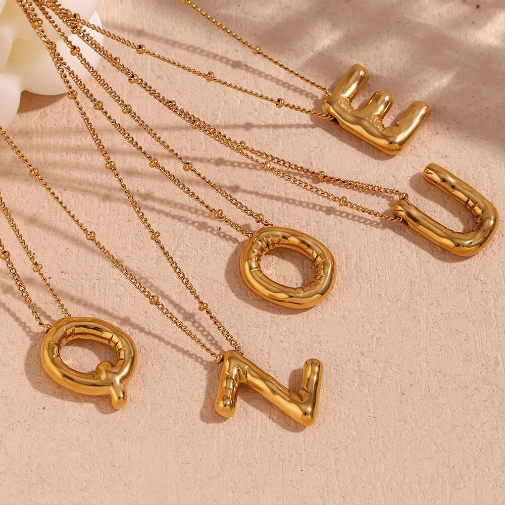 Glossy Titanium Steel Alphabet Necklace for Women - Non-fading, High-grade Letter Pendant On Clavicle Chain