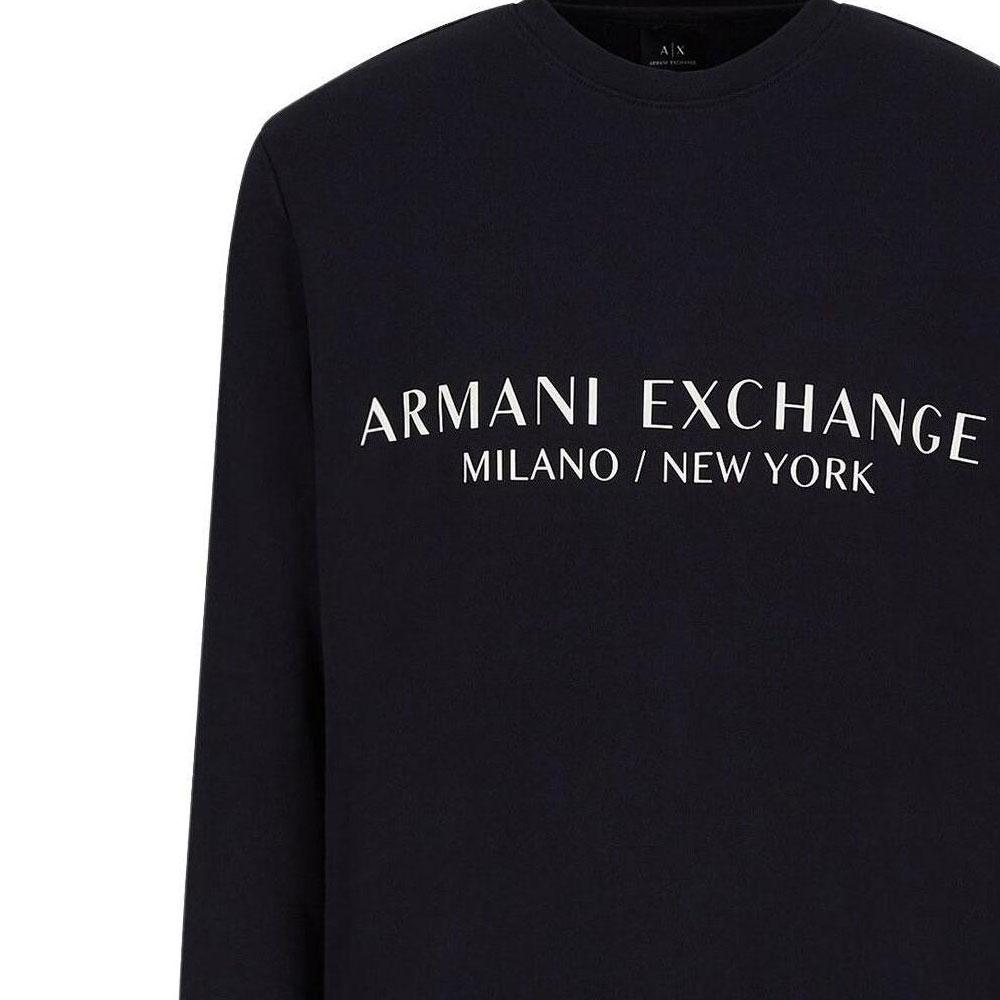 Armani Exchange FW22 Letter Print Crew Neck Pullover Sweatshirt Men sweatshirt Navy-Blue 8NZM88-ZJKRZ-1510