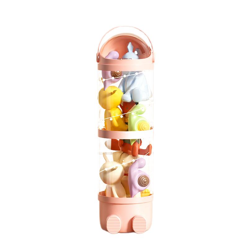 Doll Storage Box With Light Toys Organization Plush Toy Storage Tube Transparent Plastic Stuffed Storage Barrel Organizer Gifts