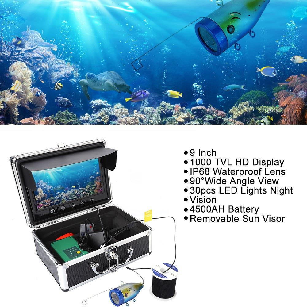 Monitor LCD 9in 1000 TVL Sonar Ecosondă Cameră de Pescuit Subacvatică 15M