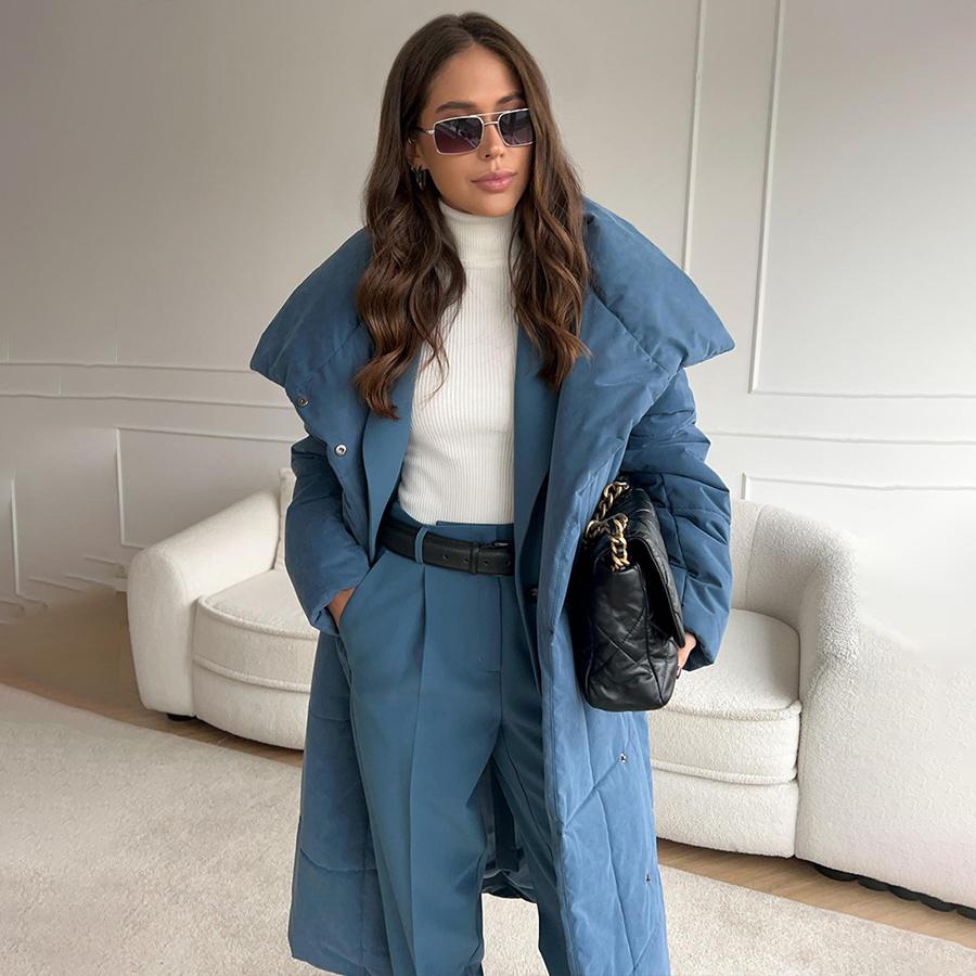 MIEGOFCE Autumn Winter Long Coat European and American Loose Casual Warm Stand-Up Collar Parka with Belt Jacket WT0041