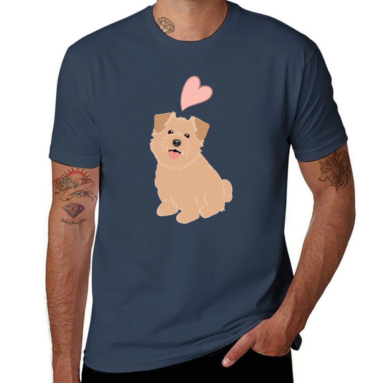 LOVE wheaten Norfolk Terrier TShirt Casual Soft Cotton Short Sleeve Tee S