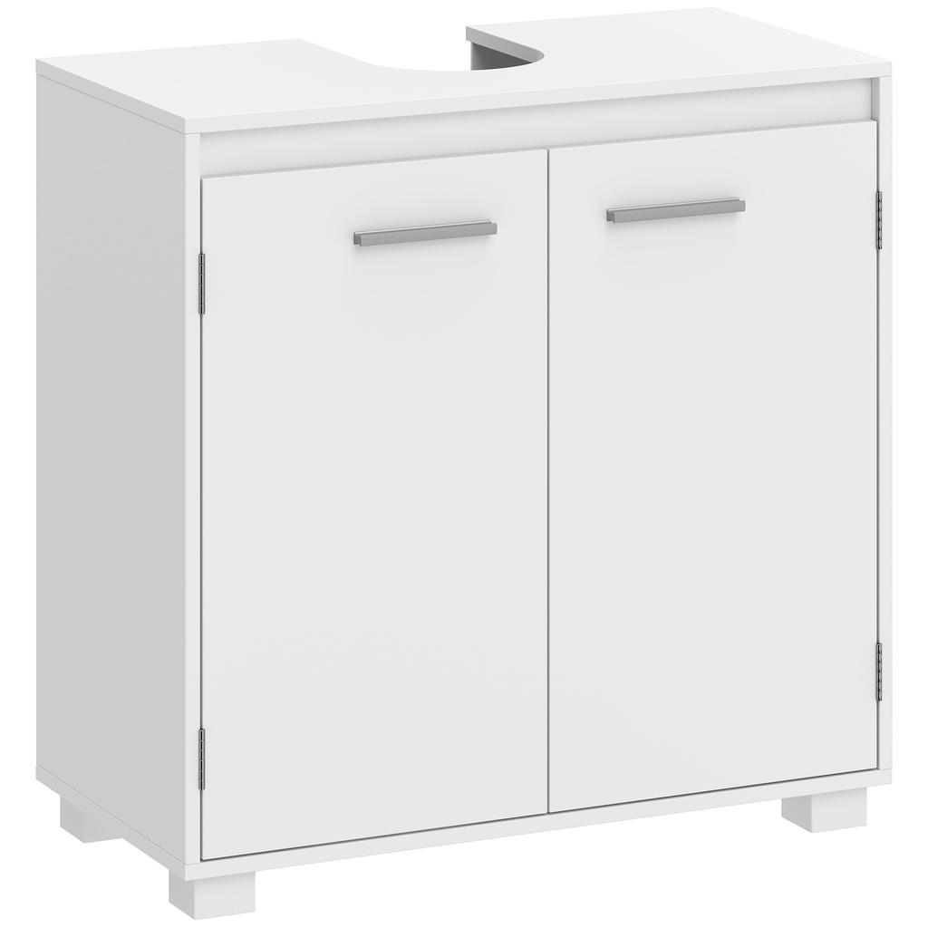Vanity Unit, Modern Free-standing Bathroom Furniture with U-shaped Cutout, Adjustable Shelf, White