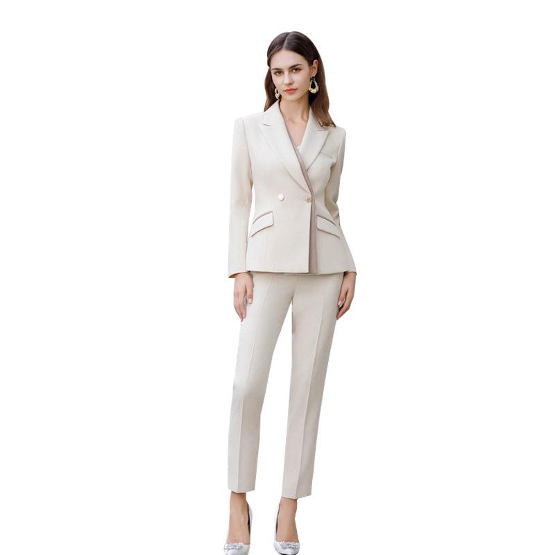 Front Desk Workwear Women's 2024 Elegant Spliced Light Color Suit Jacket for Managers