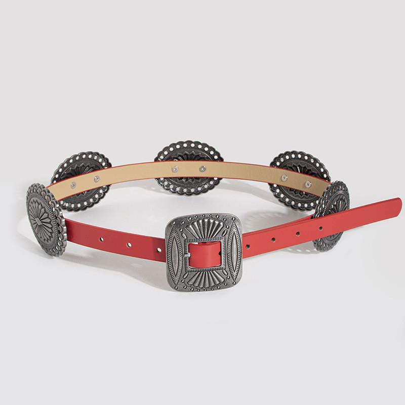 Vintage Western Style Waist Belt Handmade Alloy Buckle For Ladies Daily Wear