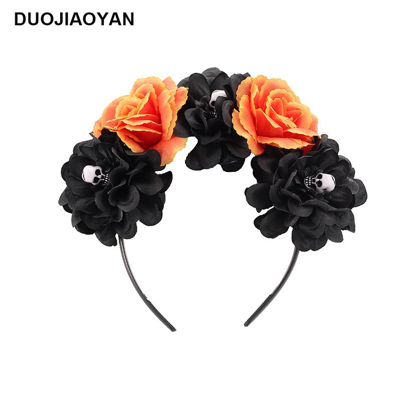 Halloween Flower Headband with Spider for Cosplay or Makeup Party