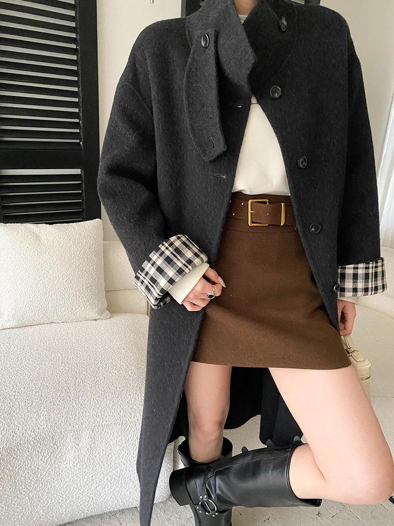 Sinan Send American Retro A-line High Waist Woolen Short Skirt SN8323