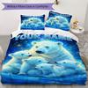 Custom Name Polar Bears Winter Bedding,Quilt Set Quilt Cover Pillowcase Home Birthday Gift(1 * duvet cover + 2 * pillowcase, without core)_lx