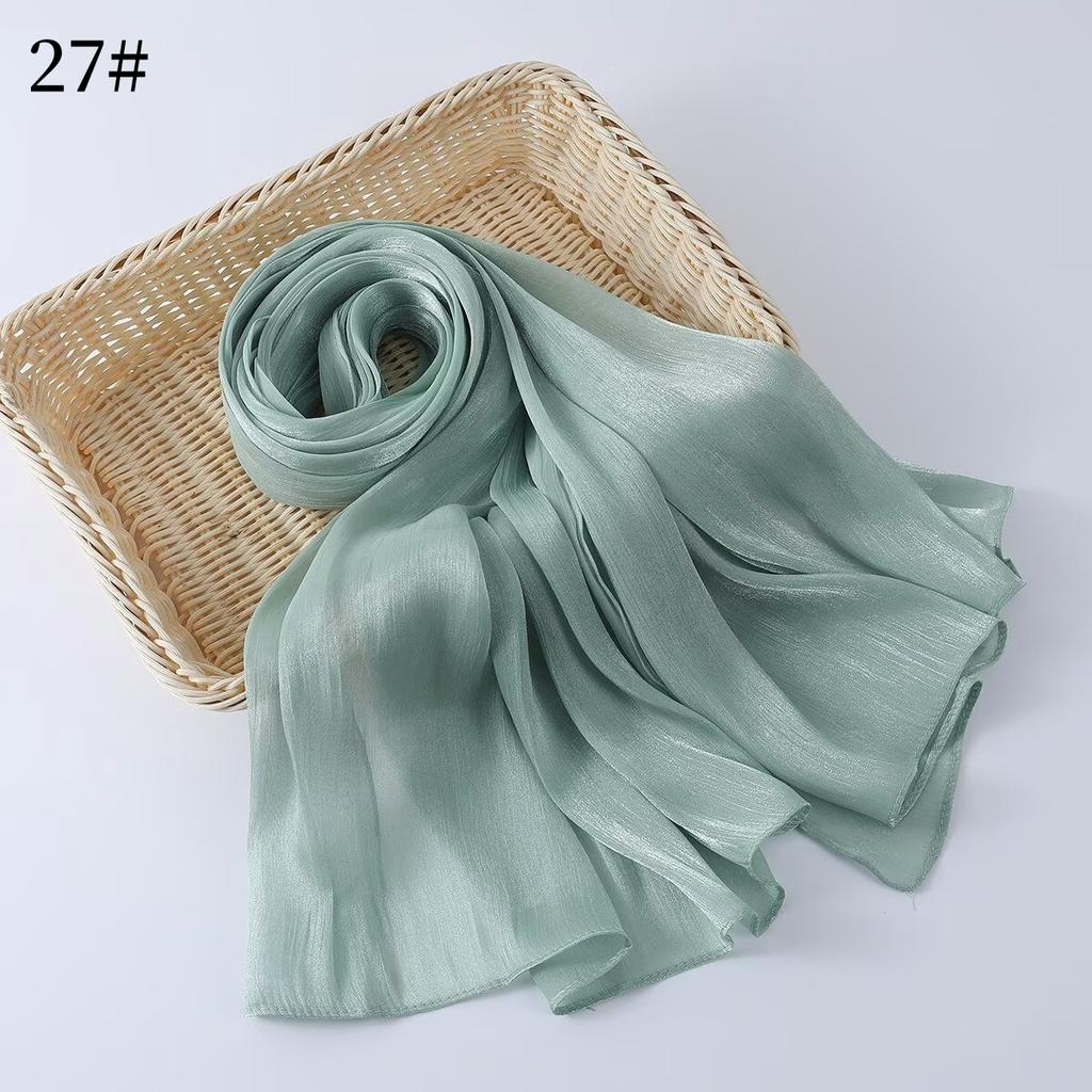 35 Colors Women Hijab Scarf Shiny Muslim Long Scarves Light Weight Soft Turban Shawl Organza Satin Shimmer Scarf